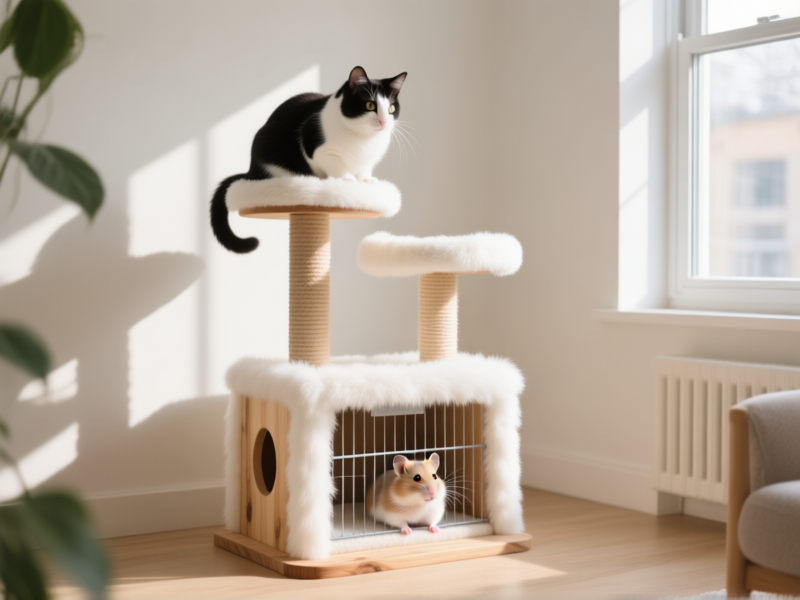 10 Clever Cat Tree Designs That Double as Hamster Cage Stands