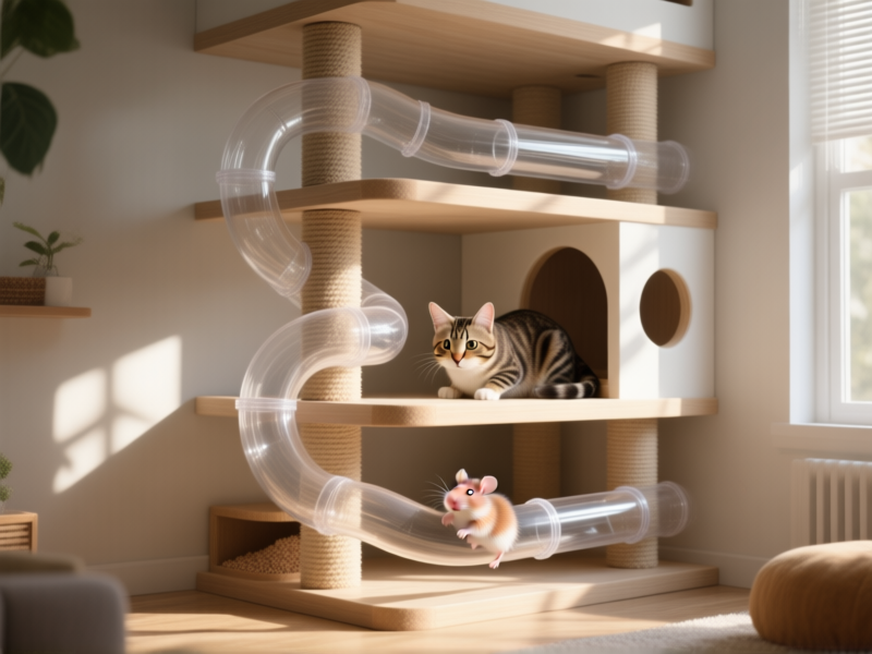 How to Build a Cat Tree with a Built-In Hamster Tube Network