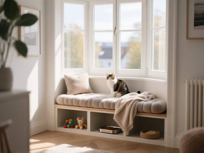 Balcony & Bay Window Ideas: Integrated Pet Stations for Small Homes