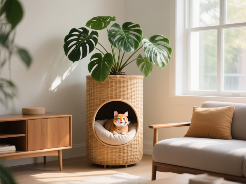 The Plant Stand Combo: A Cat Tree Disguised as a Large Plant Holder