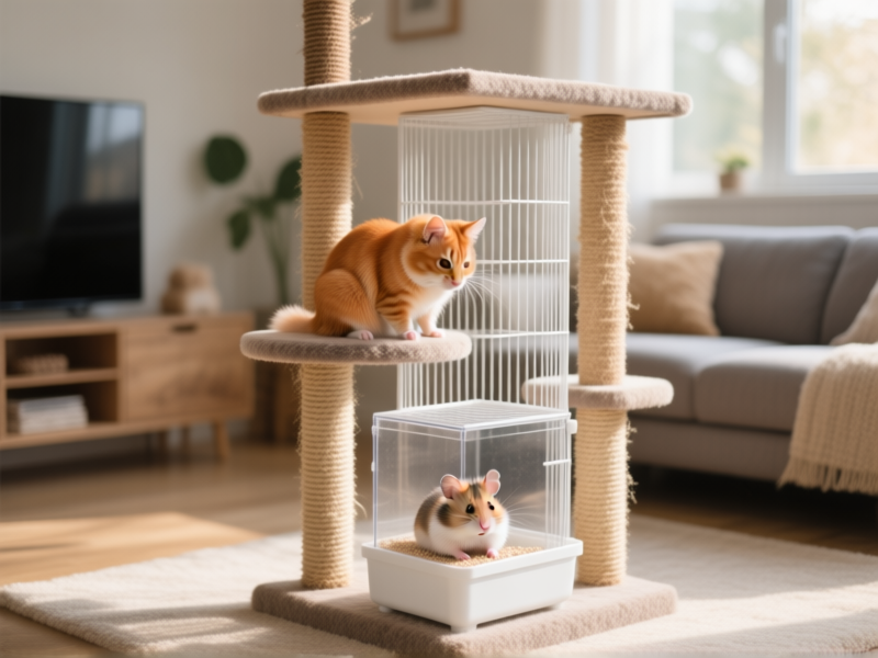 Building a Cat Tree Around a Tall, Slim Hamster Enclosure