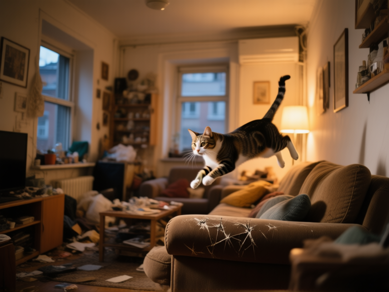 A-Frame Cat Scratcher with a Built-In Hamster Cage Base